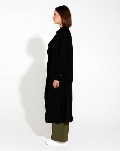 Fate & Becker Bombshell suede trenchcoat black