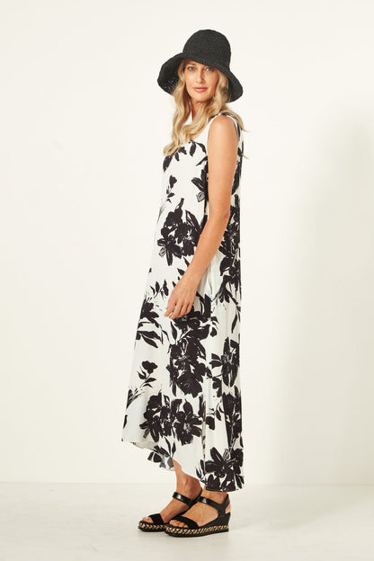 Lemon Tree Lana Dress Blk and white print