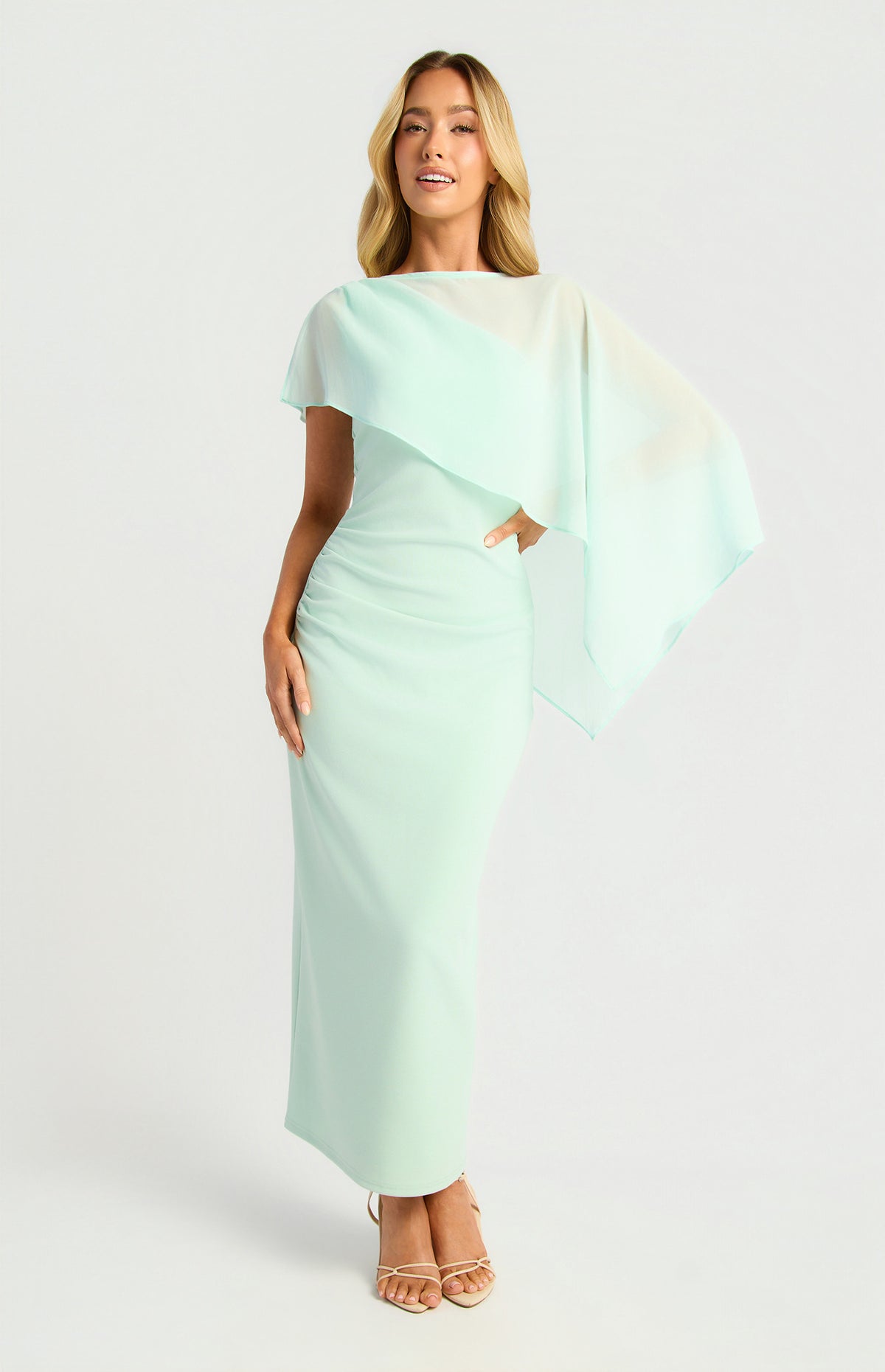 Mint cape midi dress pre order
