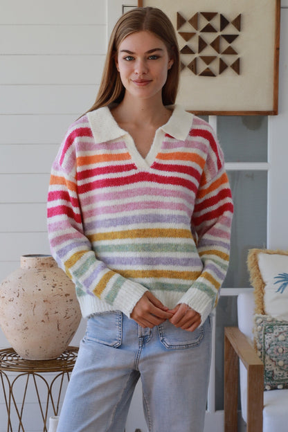 Rainbow striped knit