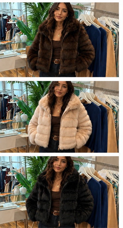 Jacket chocolate Faux fur