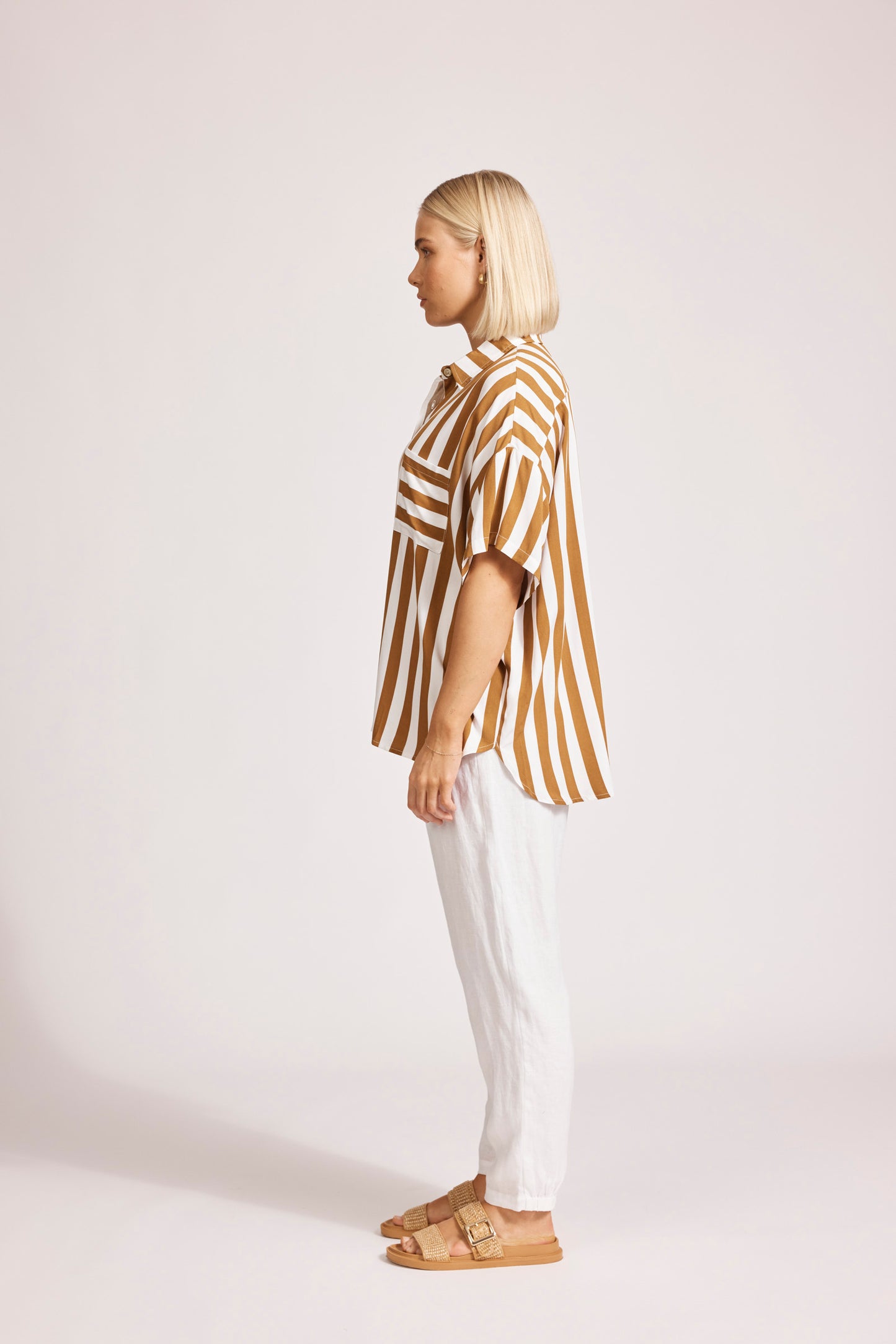 Eb &Ive Treville striped shirt one size camel