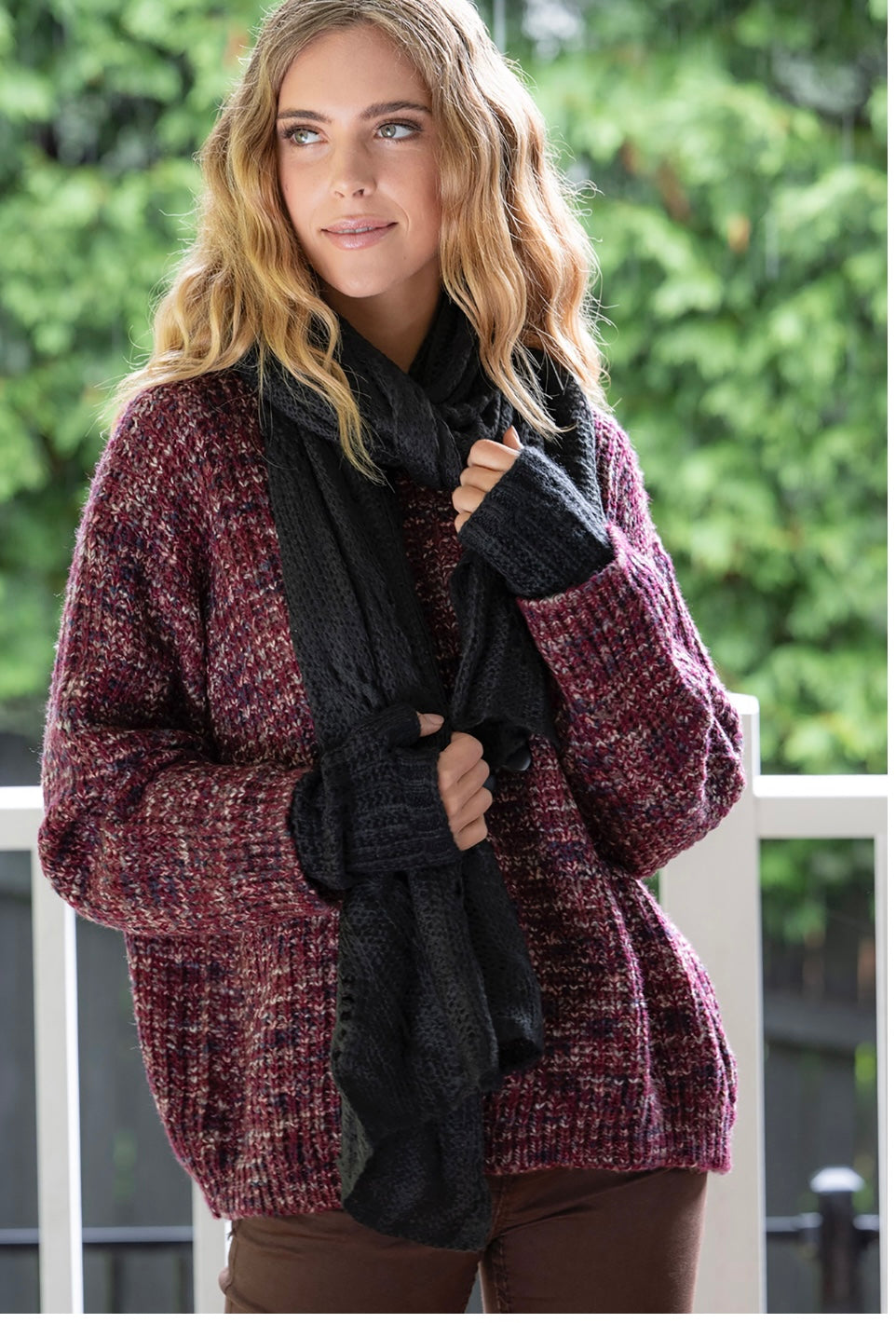 Boho neck scarf Black