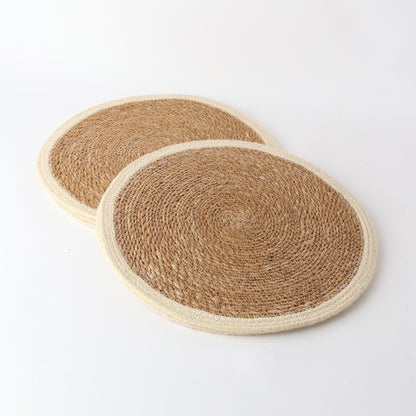 Round Seagrass/Jute Place Mat Natural/white