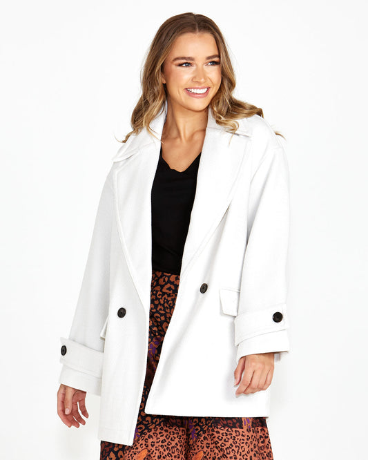 Sass Astra boyfriend coat ivory