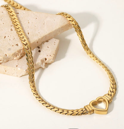 Flying Saucers gold heart chain necklace pre order