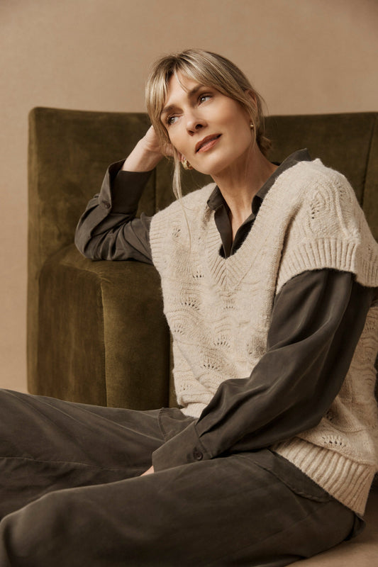 Eb + Ive orin knit vest Dune