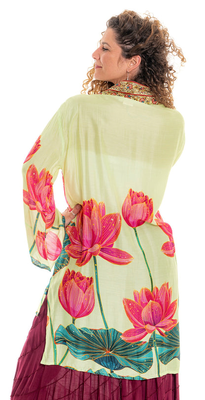 Boho pink lotus Kimono