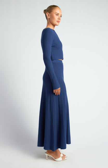 Navy two piece knit rib