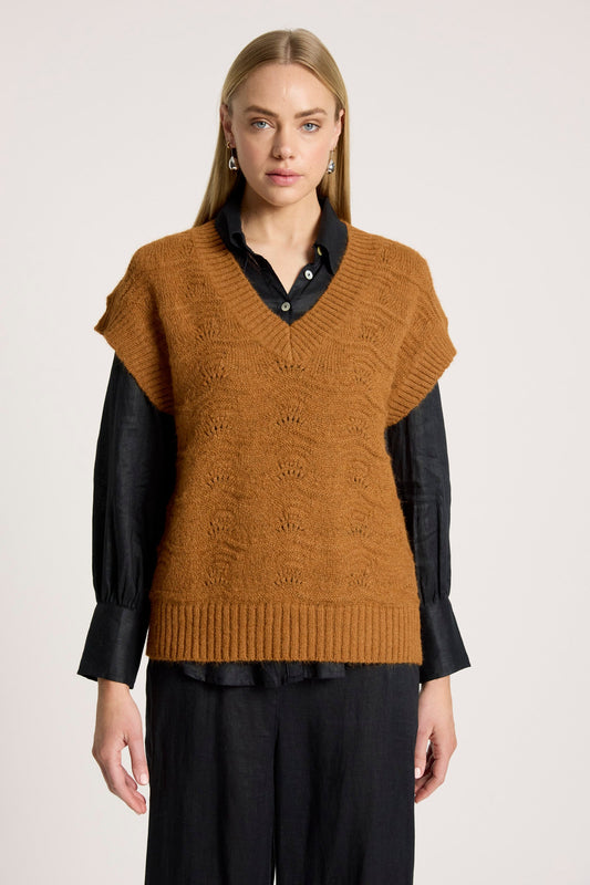 Eb + Ive orin knit vest Caramel