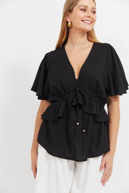 Haven Jardin frill top black