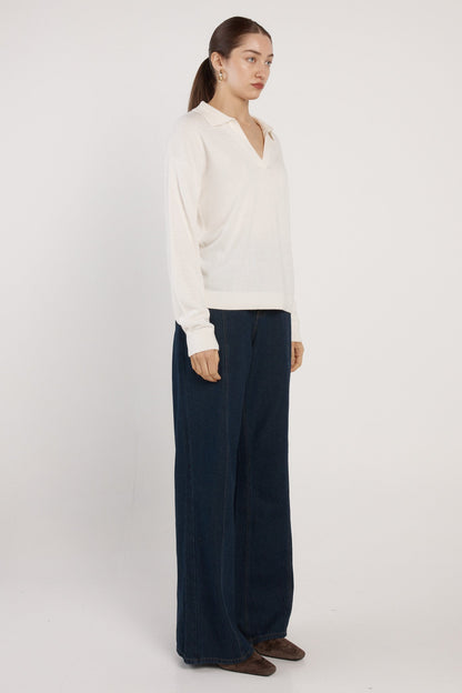 Fate +Becker Soleni polo  knit cream