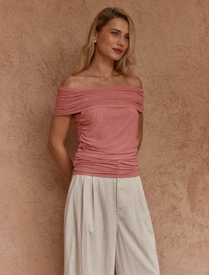 Fate Jordon off shoulder top burnt pink