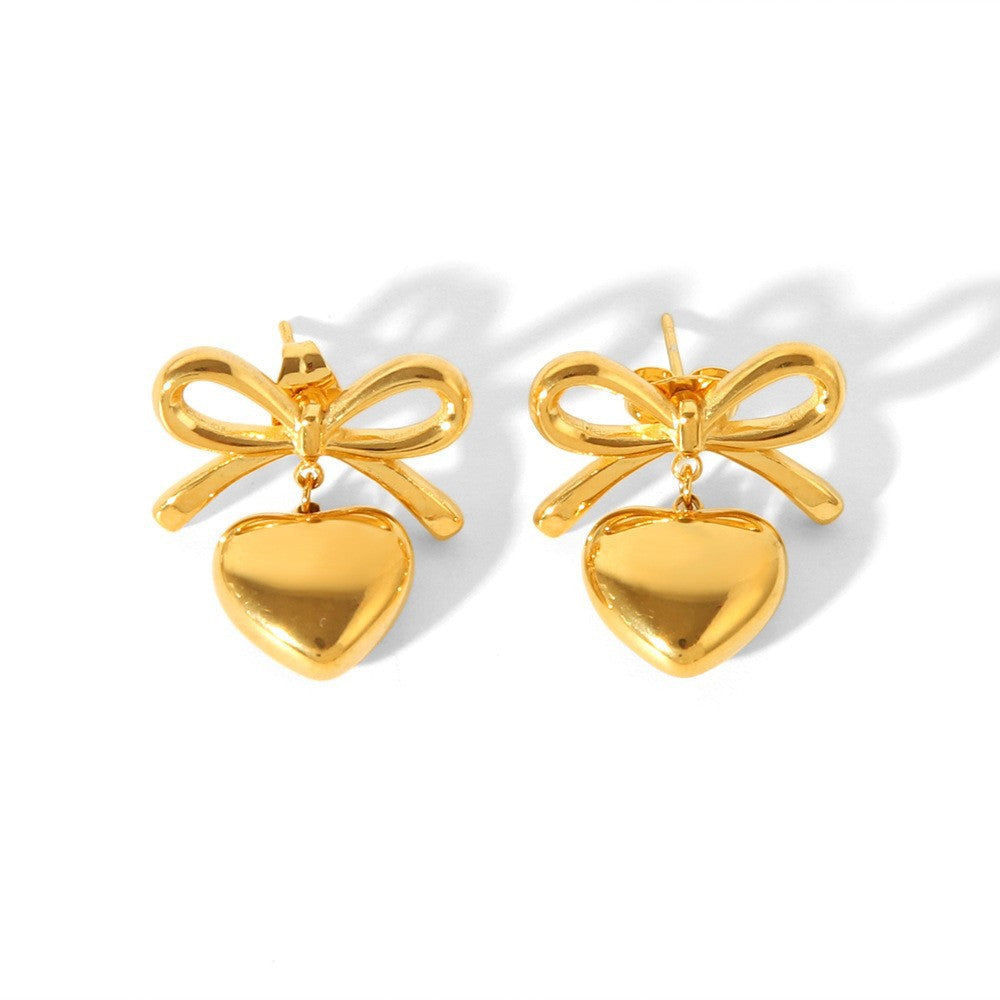 Flying Saucers Heart earrings gold stainless steel