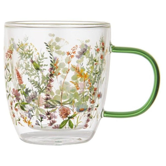 Wild flowers forest  d walled glass mug