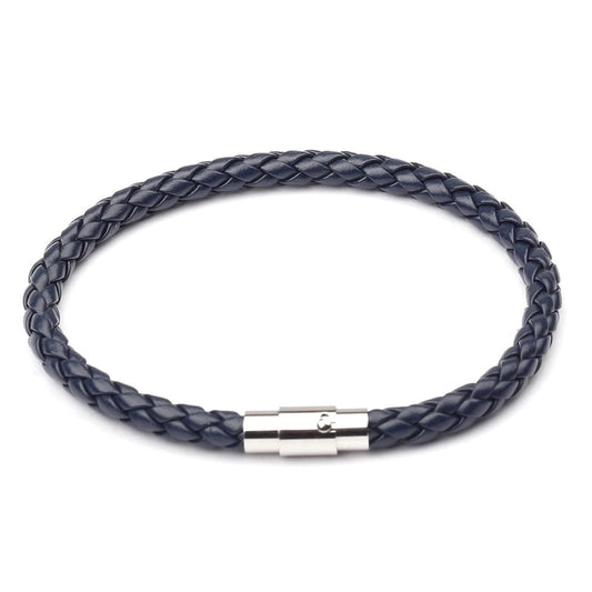 Forge men Stainless steel pu leather navy