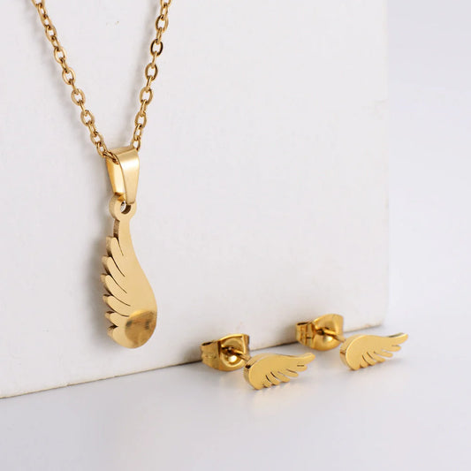 Flying Saucers feather necklace and earring set