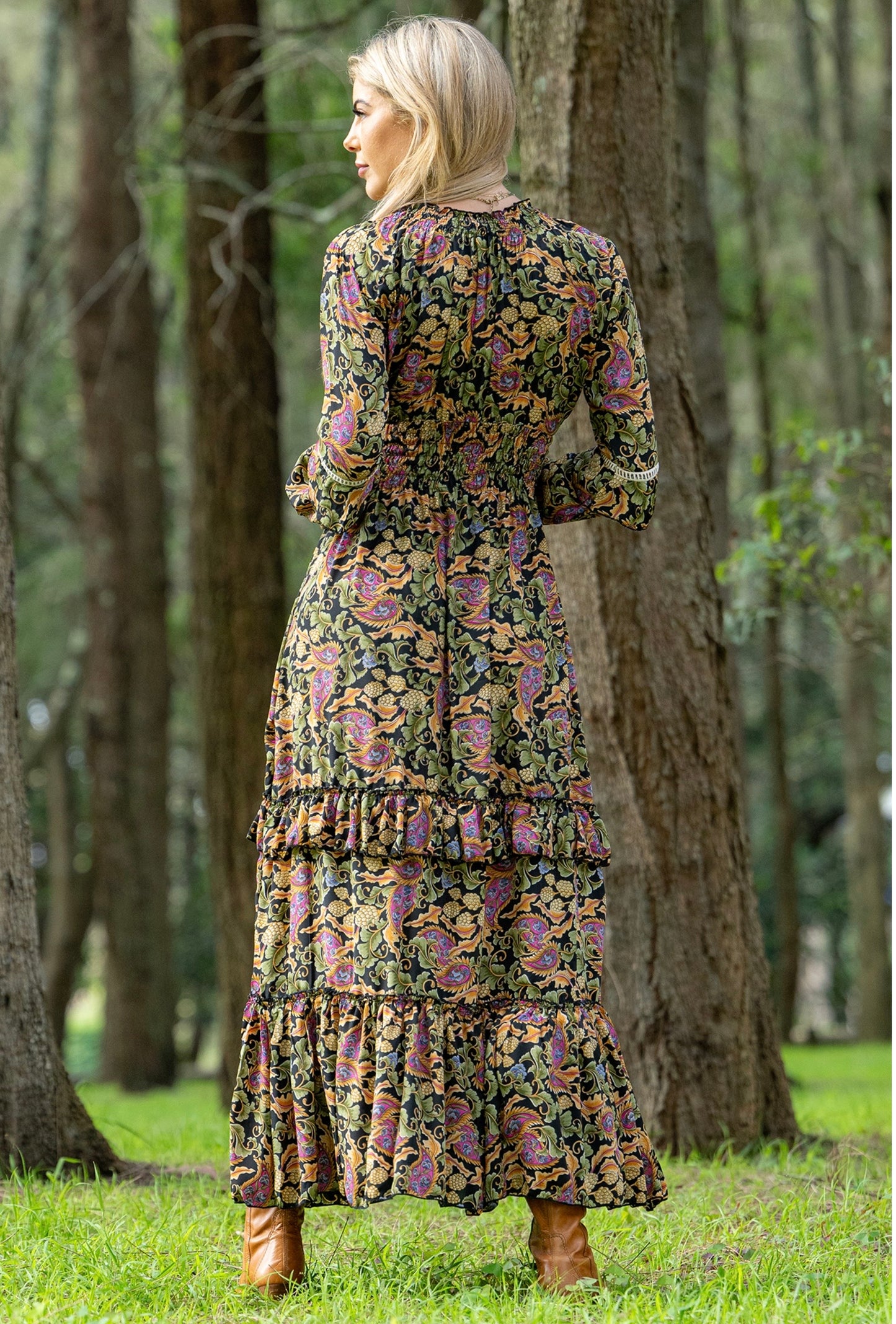 Boho silk mixPaisley maxi Dress