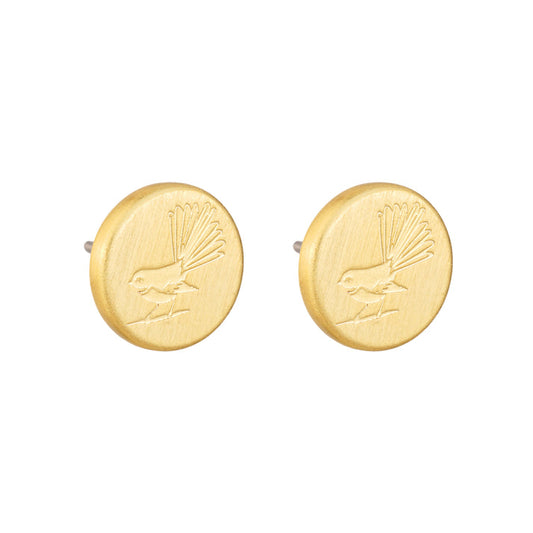 Round fantail earrings gold