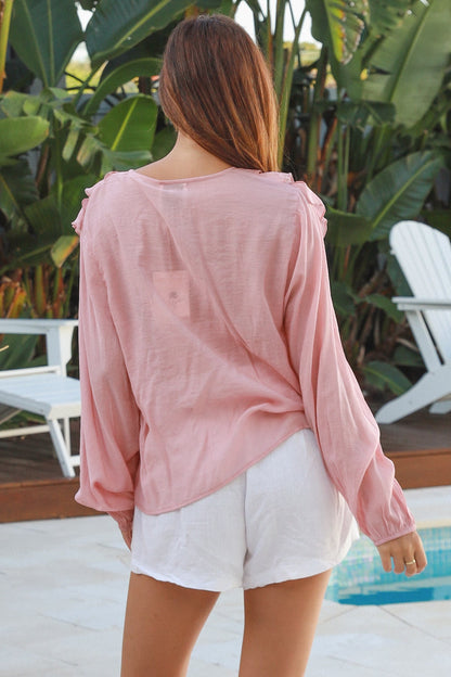 Ruffle pink blouse