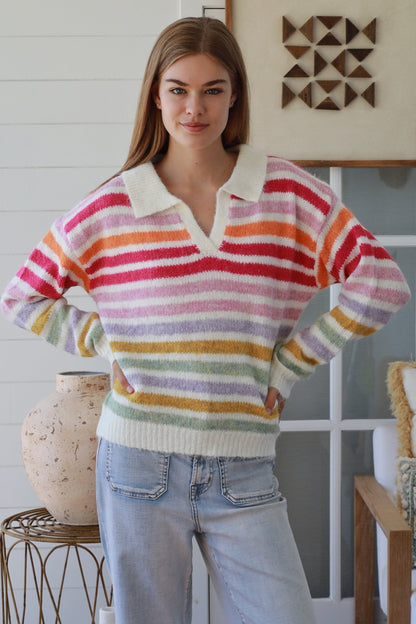 Rainbow striped knit