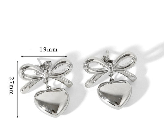 Flying Saucers Heart earrings silver stainless steel