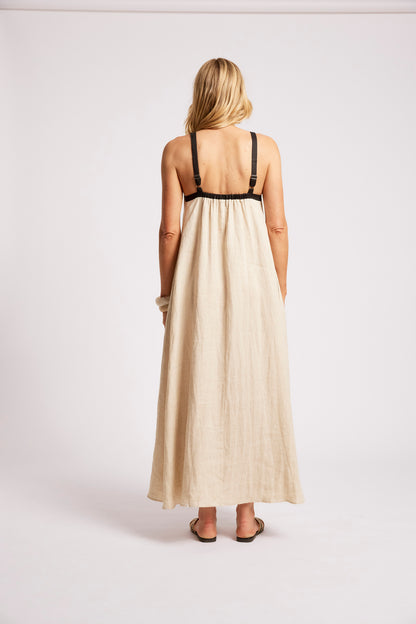 Eb +Ive linen Maris tank maxi dress Tusk /black