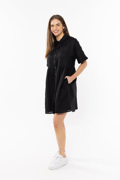 Seeking Lola Easy Breezy dress black linen