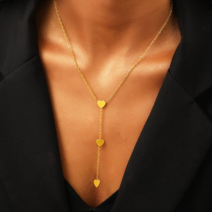 Flying Saucers triple heart dropped necklace