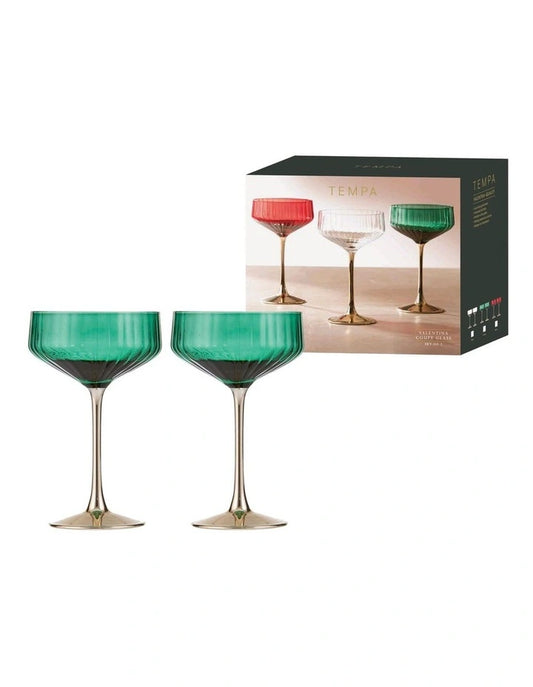 Tempa Valentina coupe glass.2 green
