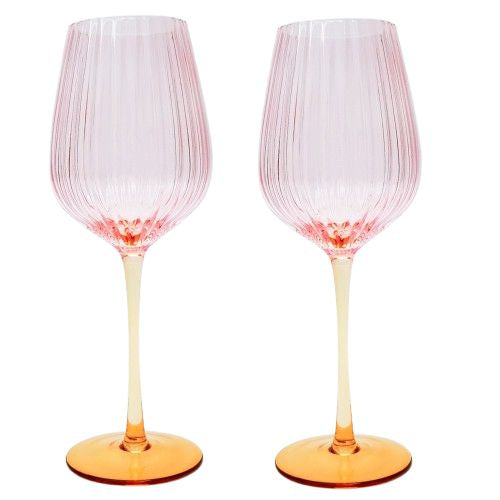 Ellie Ombre Wine Glass Pink & Yello