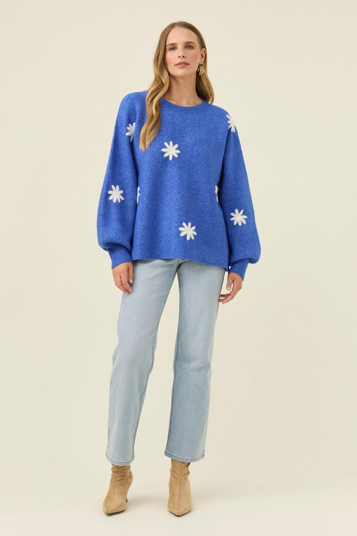 Isle of mine Miru stitched flower jumper Colbolt