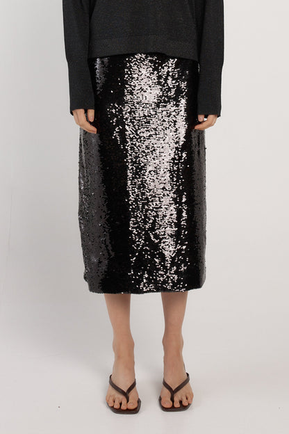 Fate +Becker Monroe sequin halter skirt black