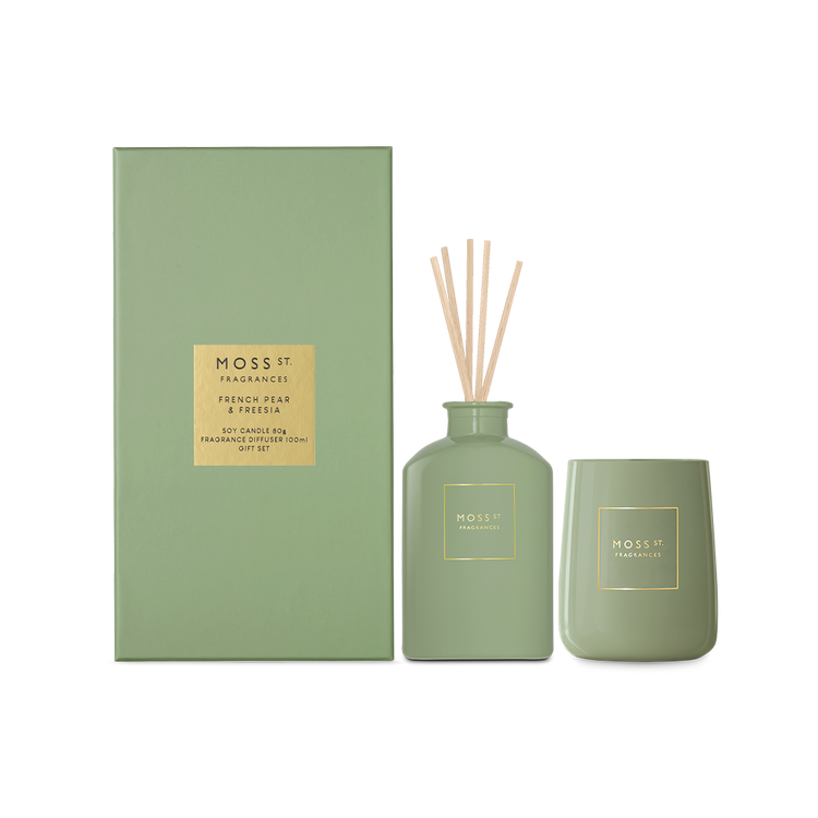 Moss street Gift set .mini. Candle  &diffuser French pear