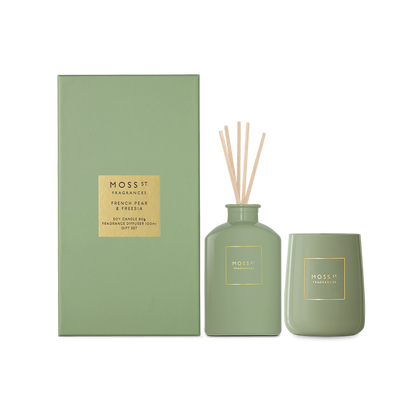 Moss street Gift set .mini. Candle  &diffuser French pear