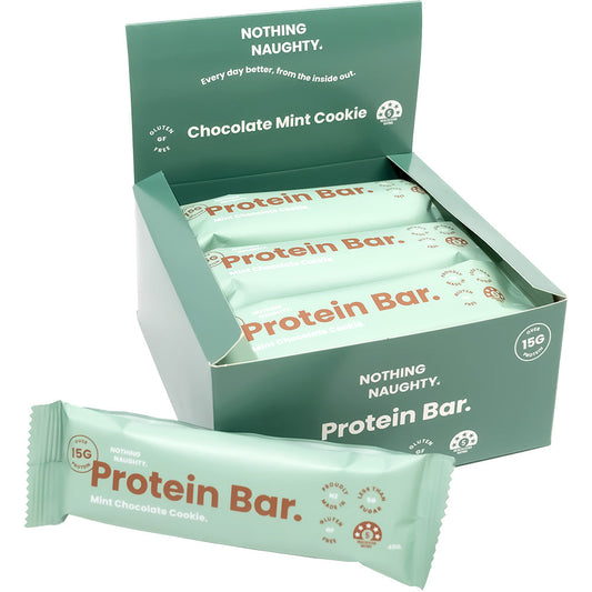 Nothing Naughty Protein bar ,chocolate mint cookie  12 bars