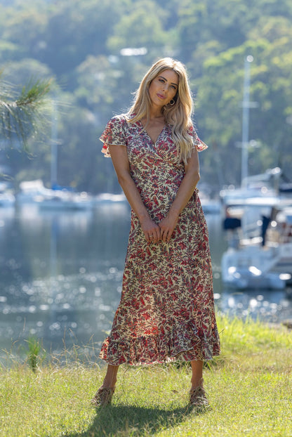 Shula short sleeved wrap dress