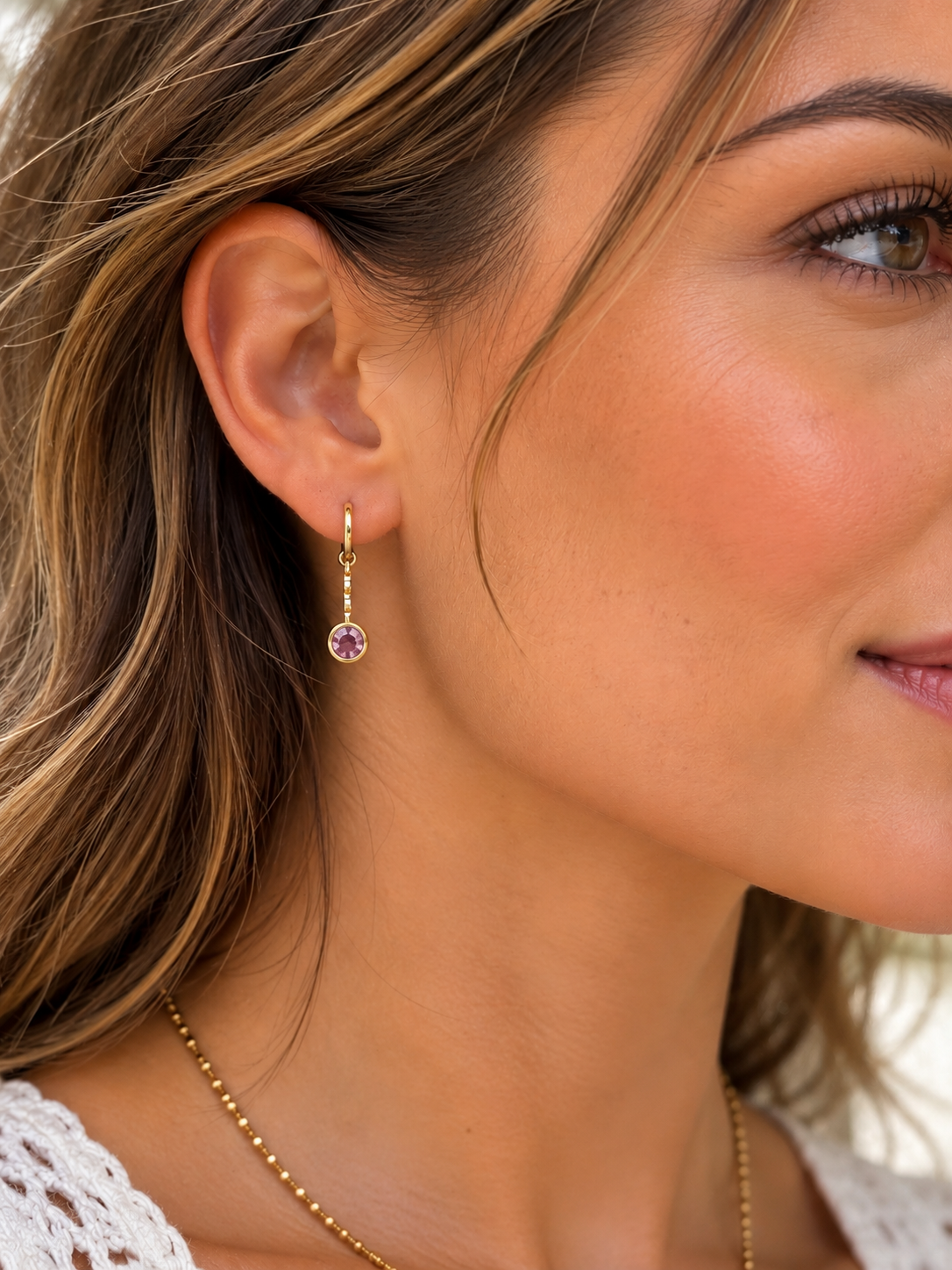 Flying Saucers mauve crystal drop Earrings