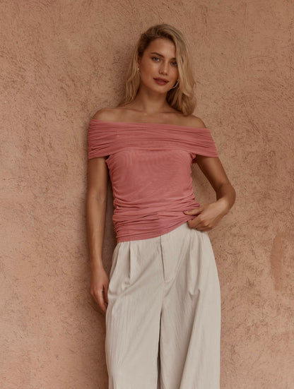 Fate Jordon off shoulder top burnt pink