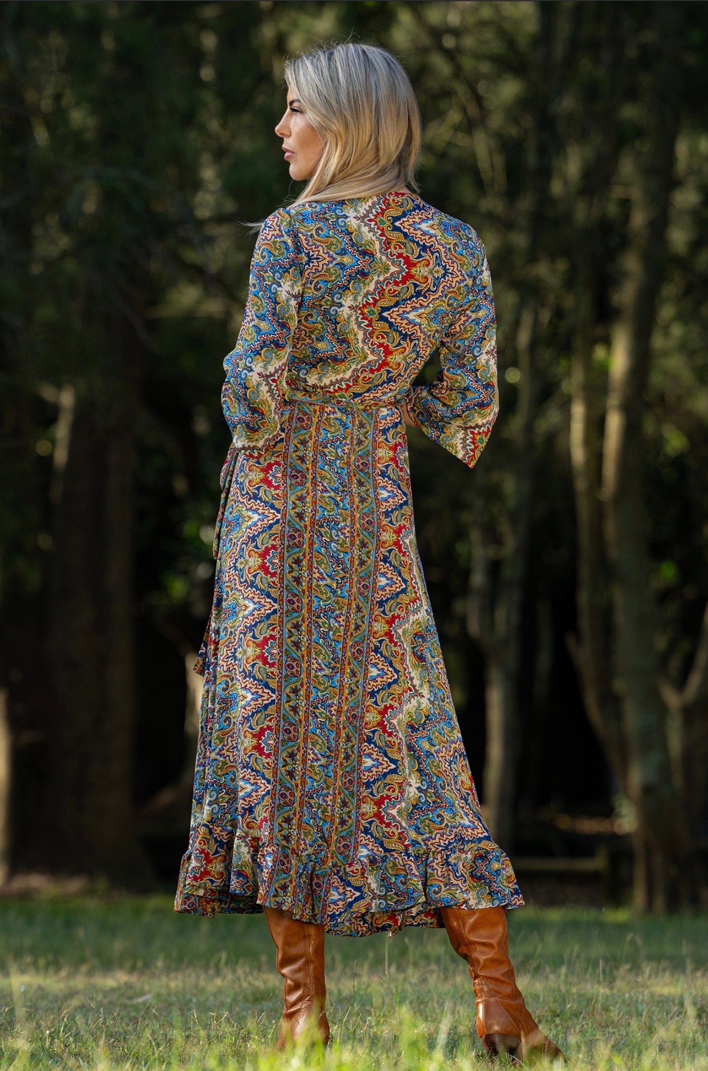 Boho Alta long sleeve wrap dress