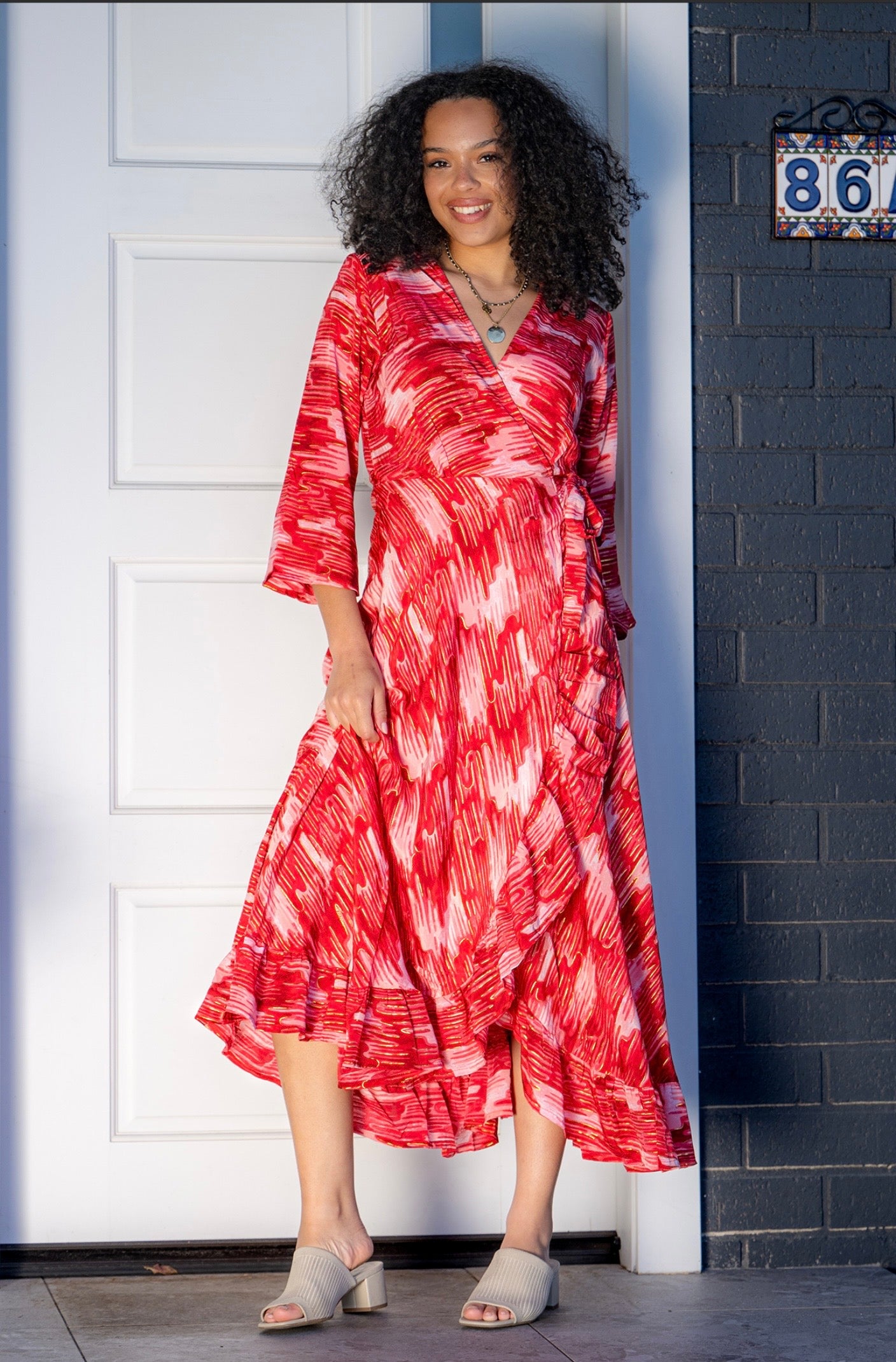 Boho silk mix red dress wrap…only a few left