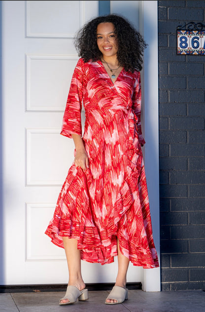Boho silk mix red dress wrap…only a few left