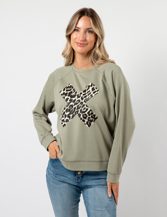 Stella +Gemma sage leopard  sweatshirt