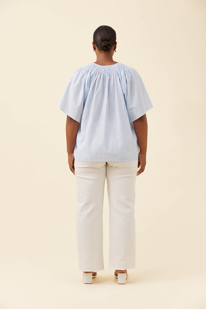 Isle of mine Lyndell shirred top light blue
