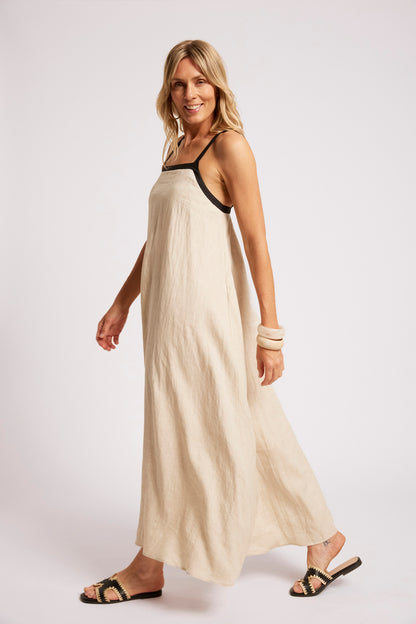 Eb +Ive linen Maris tank maxi dress Tusk /black