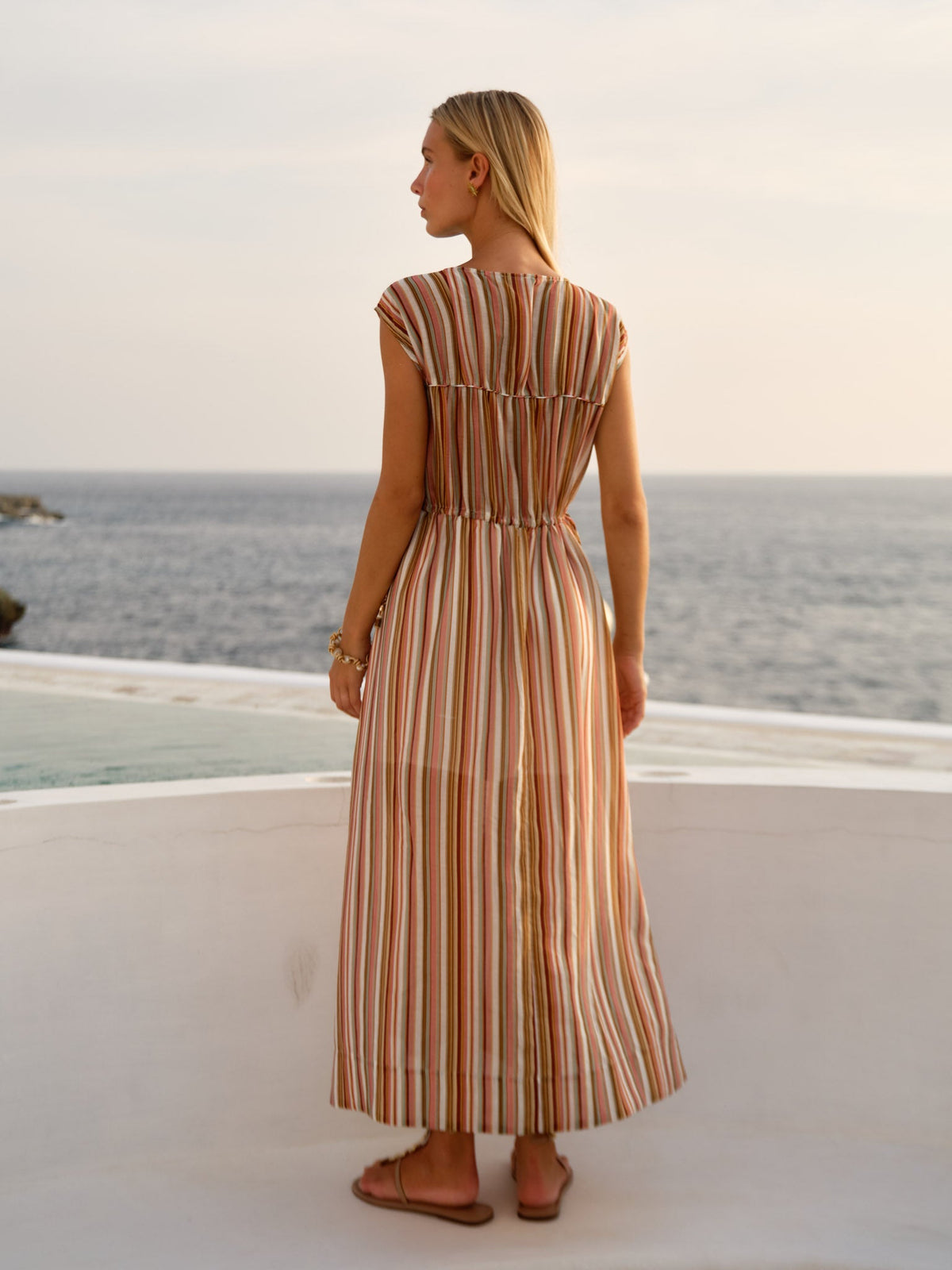 Fate Callista Midi Dress - Sandbar Stripe