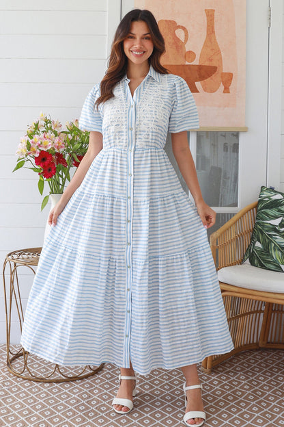 Cotton stripe shirt dress