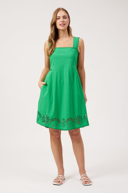 Haven Larissa Broderie dress green