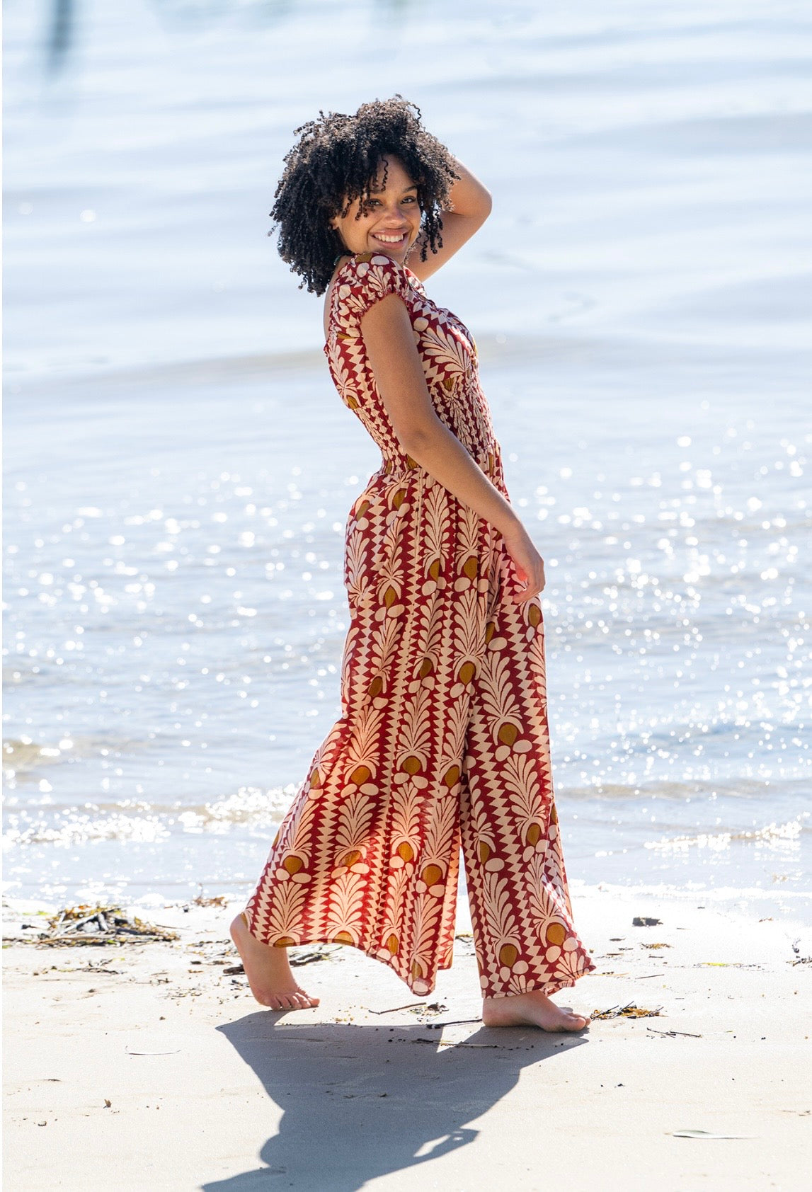 Rosa coral jump suit