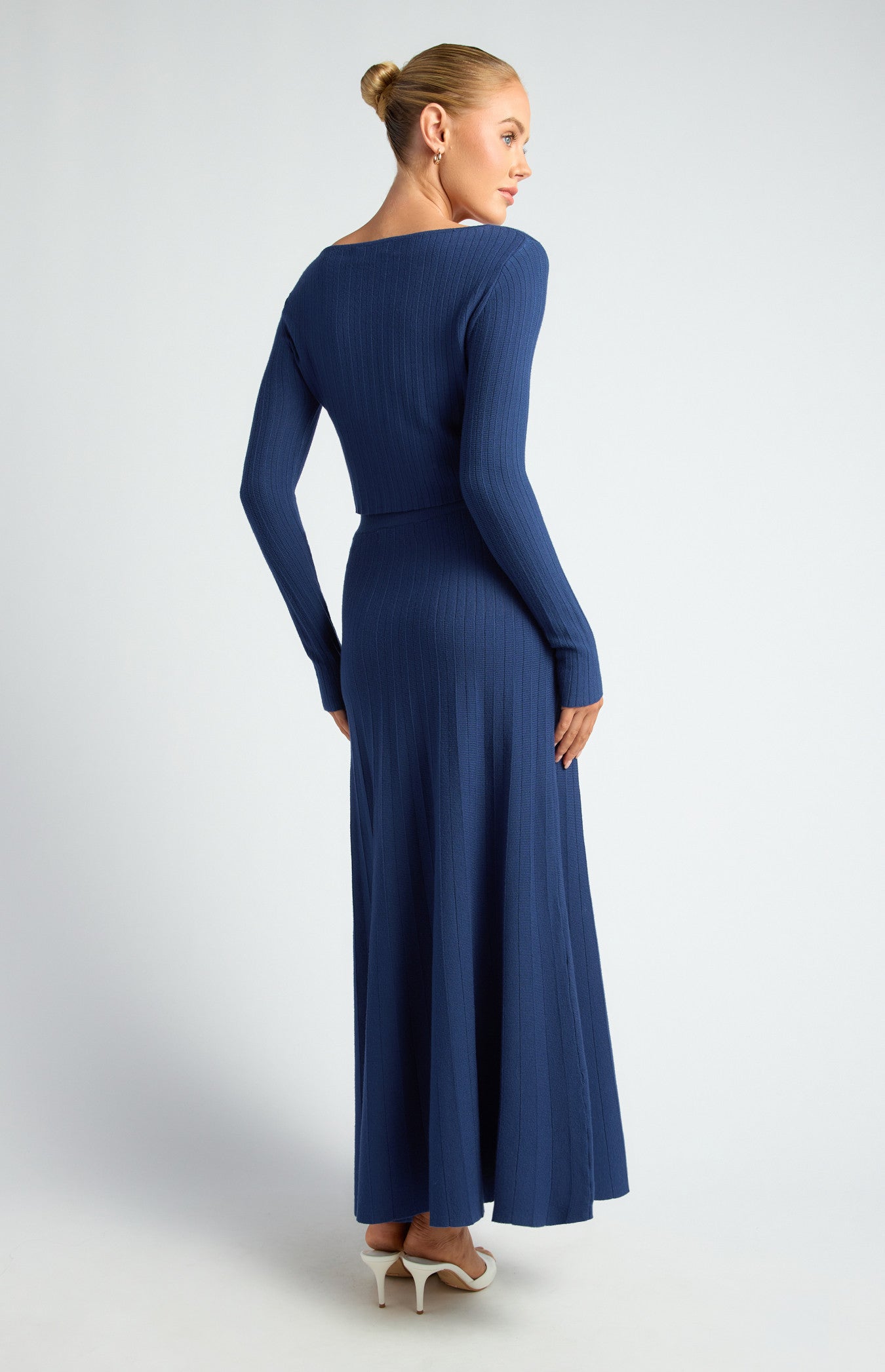 Navy two piece knit rib
